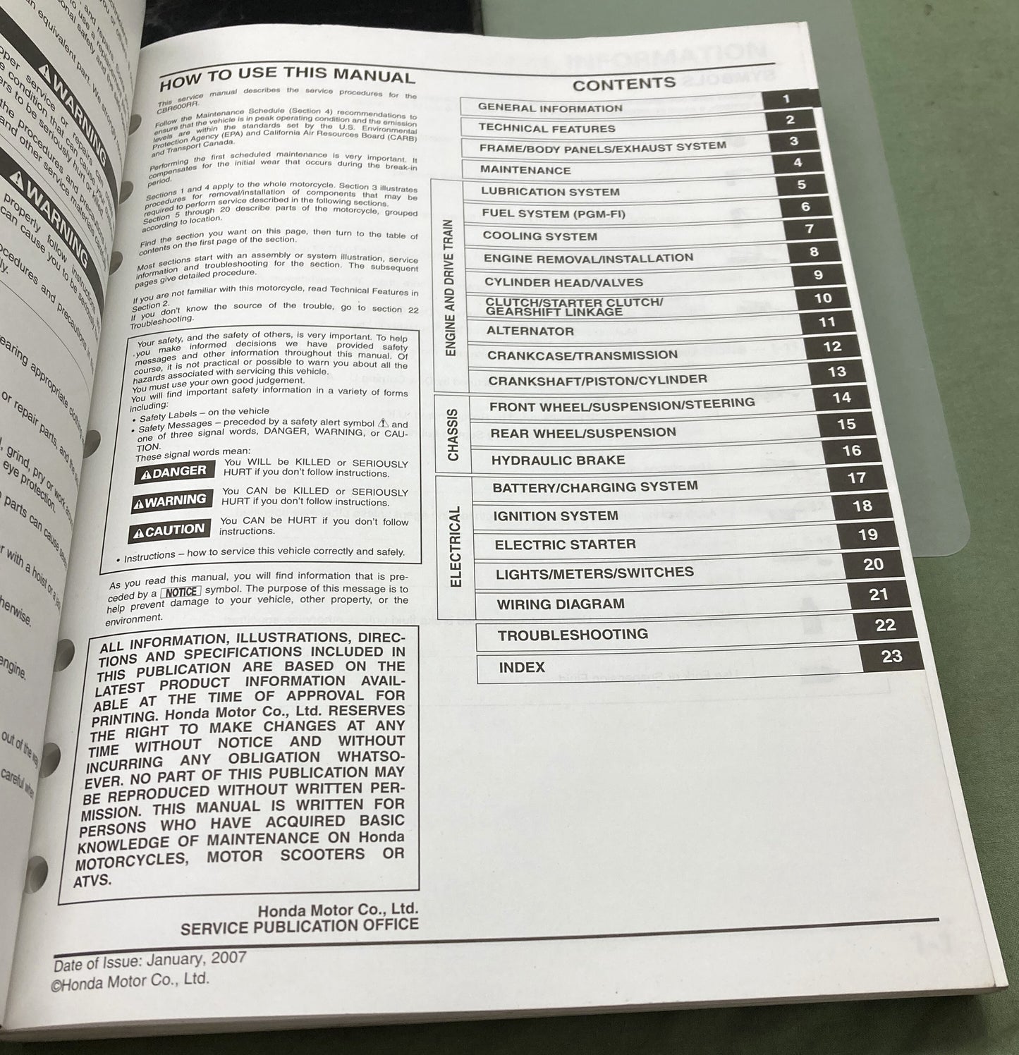 Genuine Honda 61MFJ00 CBR600RR Service Manual '07
