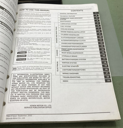 Genuine Honda 61MBZ00 CB600F Service Manual 2004