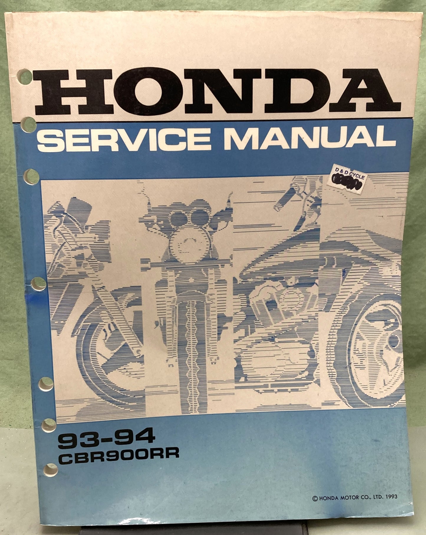 Genuine Honda 61MW001 CBR900RR Service Manual 1993