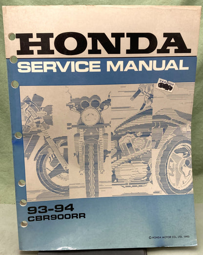 Genuine Honda 61MW001 CBR900RR Service Manual 1993