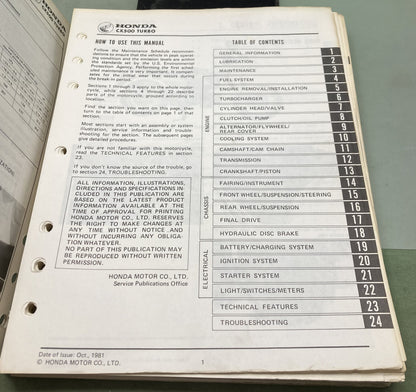 Genuine Honda 61MC700 CX500 Turbo Shop Manual 1981