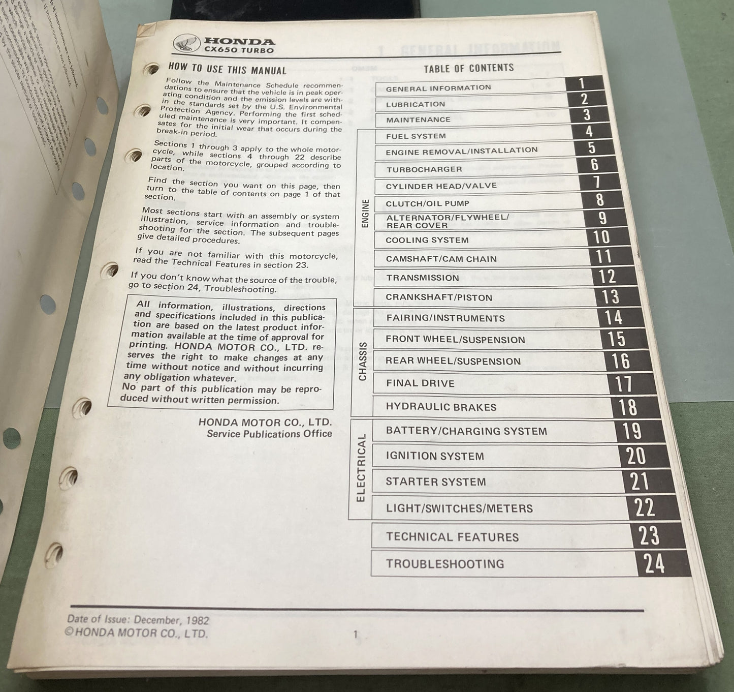 Genuine Honda 61ME700 CX650 Turbo Shop Manual 1982