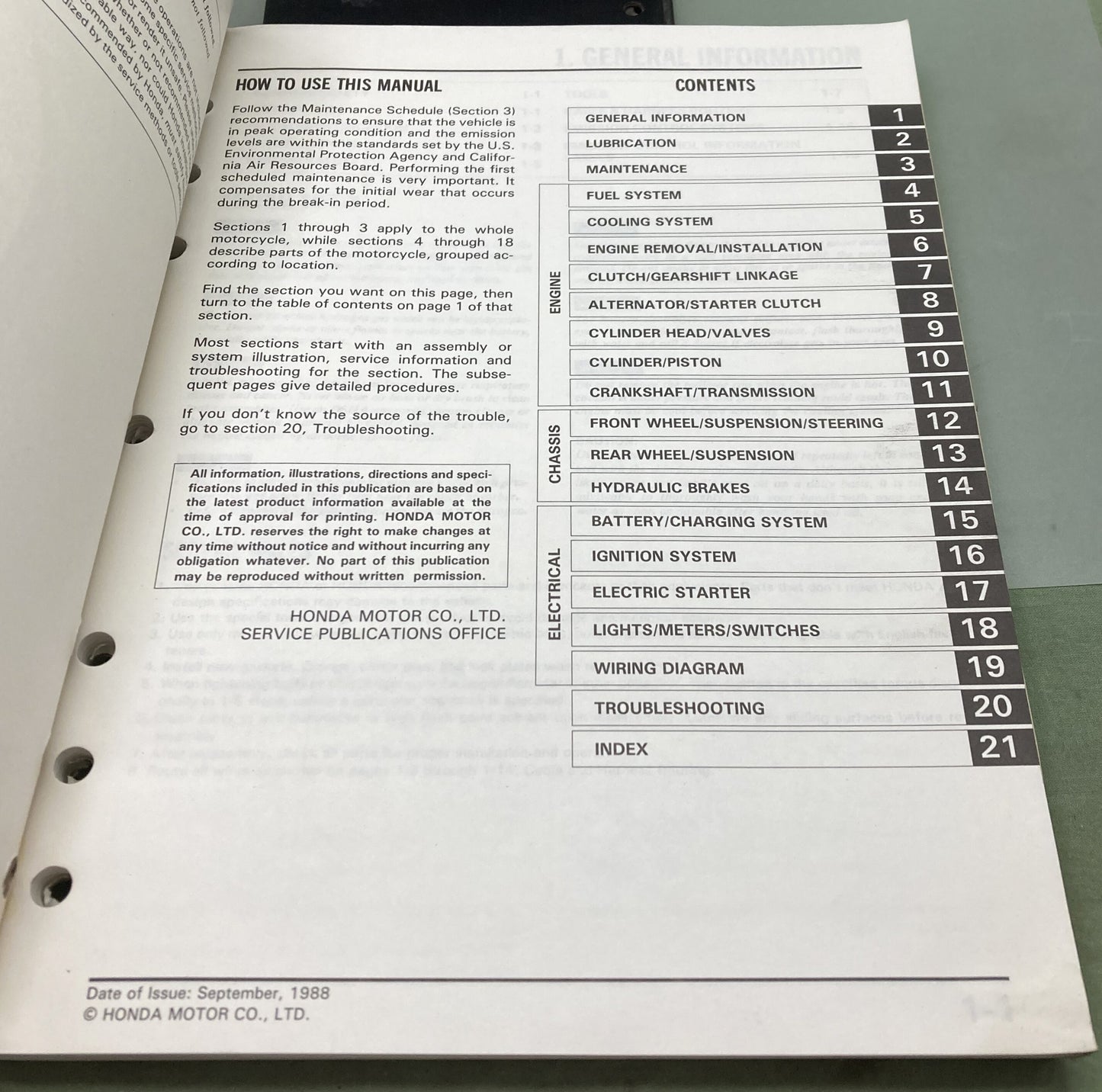 Genuine Honda 61MN801 NT650 Hawk GT Service Manual 1988