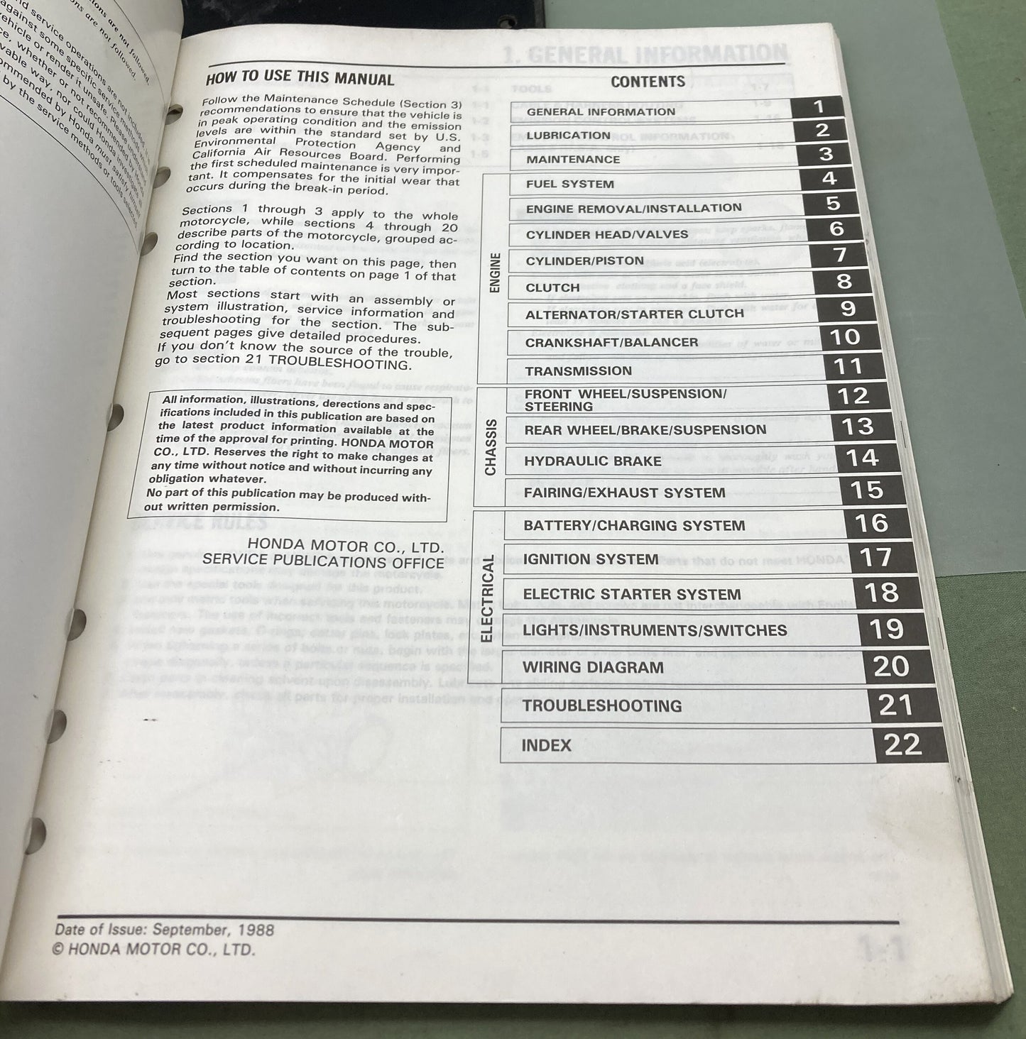 Genuine Honda 61MN901 NX650 Service Manual 1988