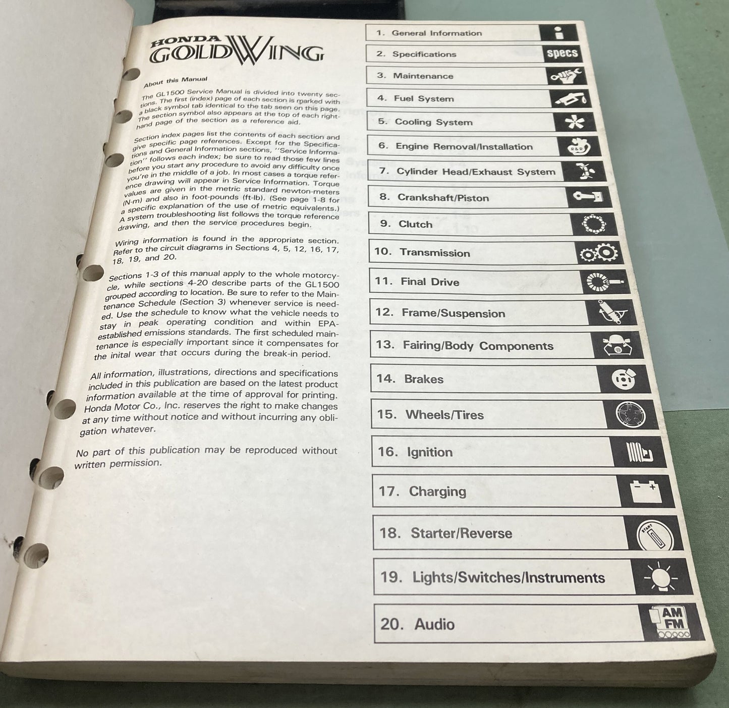 Genuine Honda 2831246 GL1500 Service Manual 1988