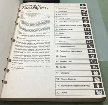 Genuine Honda 2831246 GL1500 Service Manual 1988