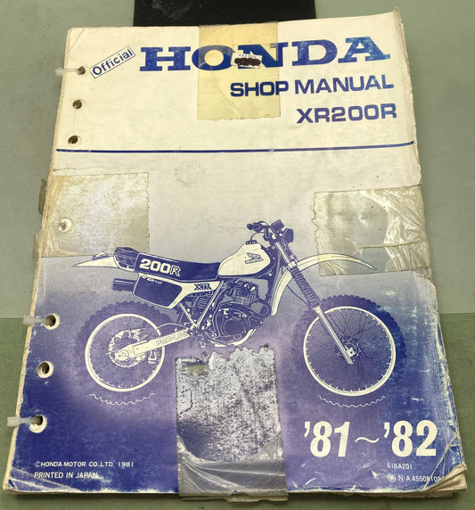 Genuine Honda 61KA201 XR200R Shop Manual 1981