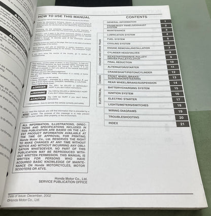 Genuine Honda 61GEZ02 NPS50 Ruckus Service Manual 2002