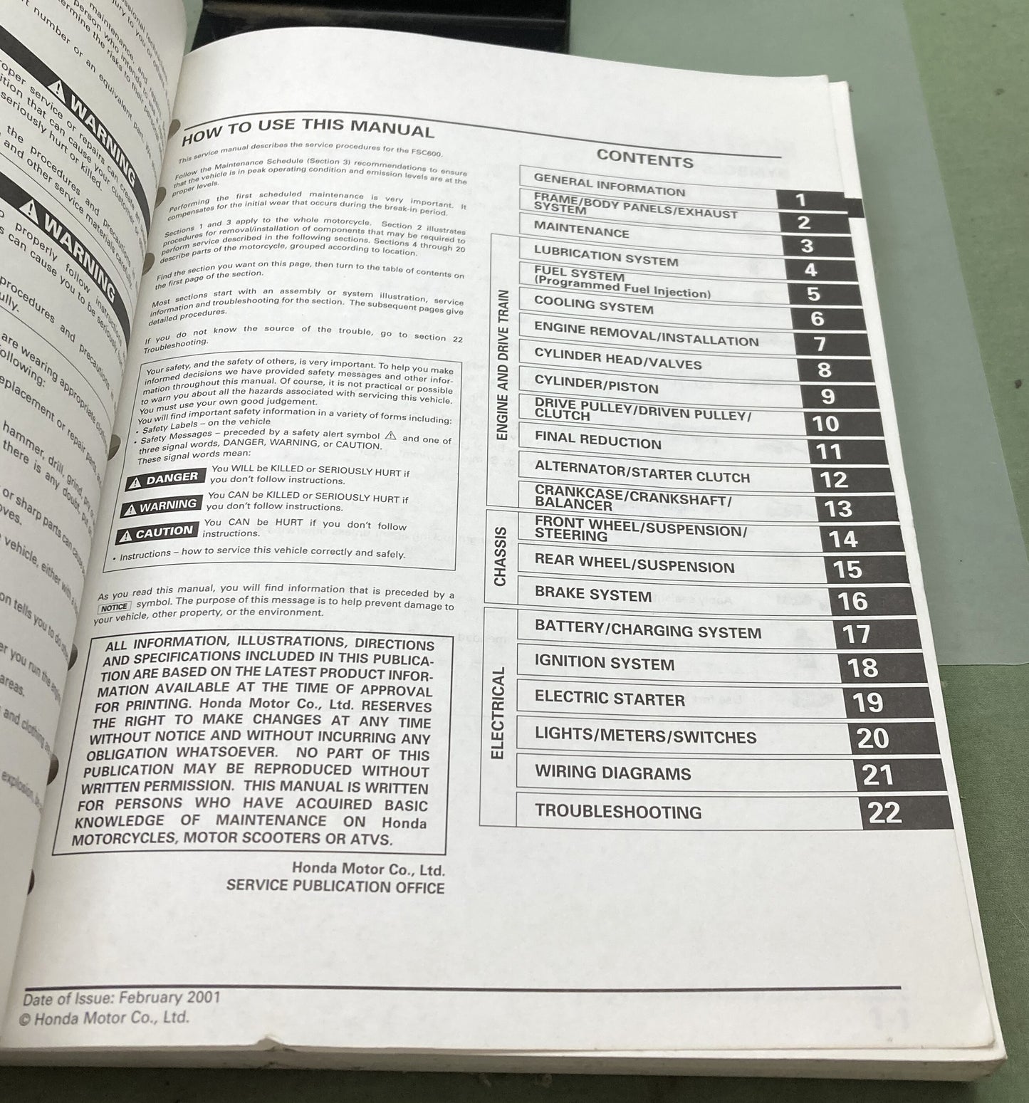 Genuine Honda 61MCT00 FSC600 Silver Wing Service Manual 2001