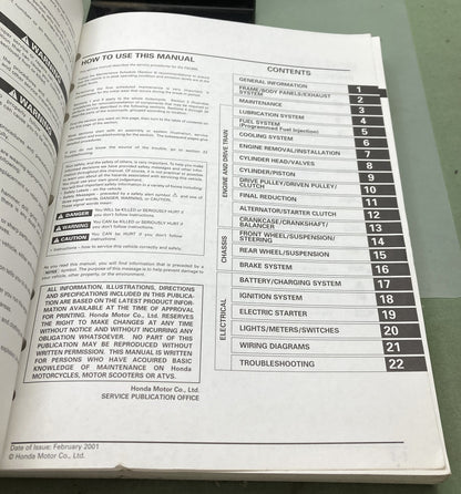 Genuine Honda 61MCT00 FSC600 Silver Wing Service Manual 2001