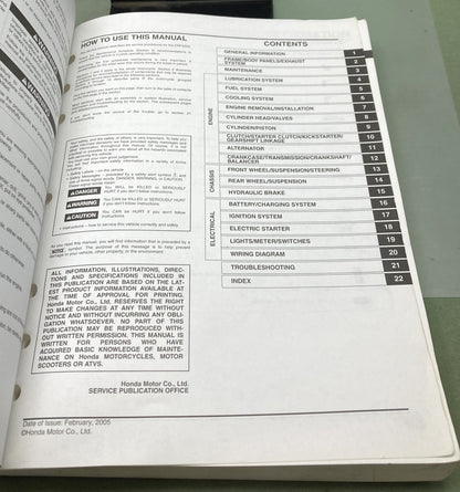 Genuine Honda 61MEY00 CRF450X Service Manual 2005