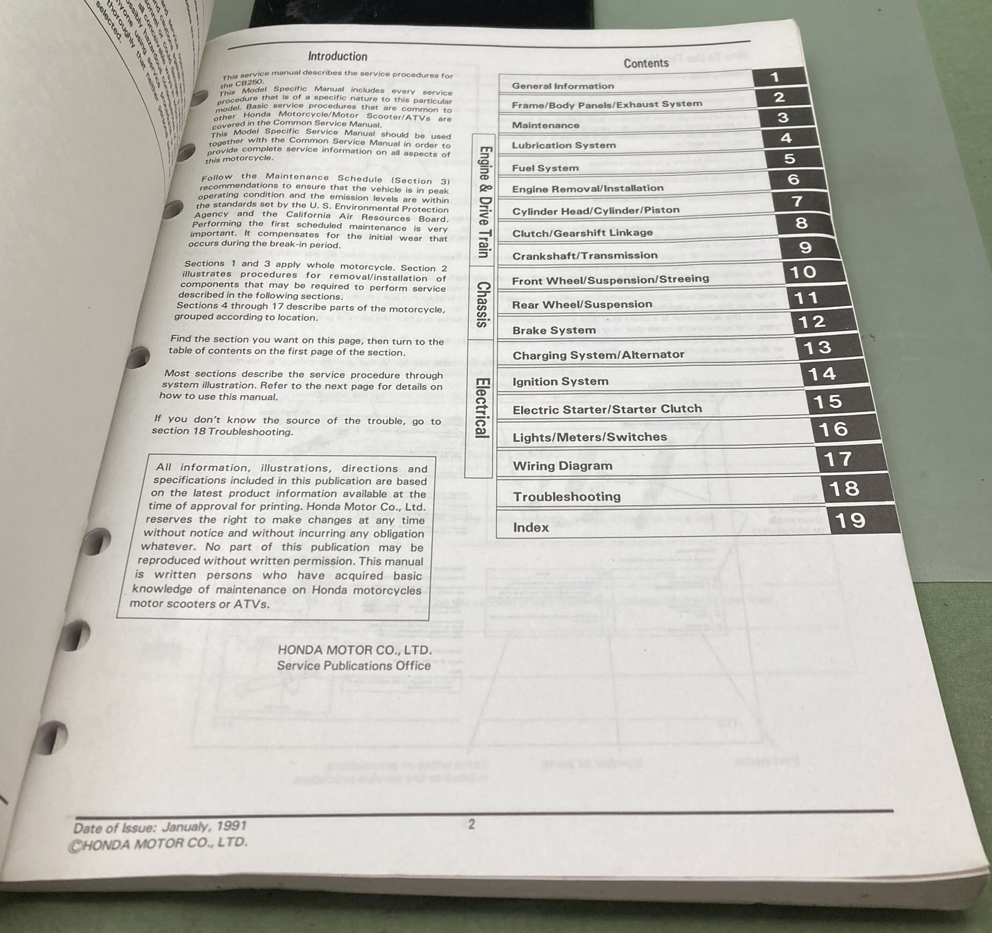 Genuine Honda 61KBG02 CB250 Nighthawk Service Manual 1991