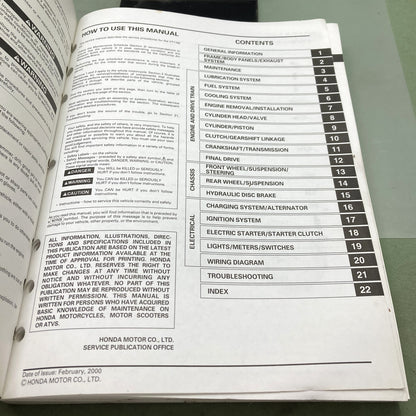 Genuine Honda 61MCK03 VT1100C2 Shadow Sabre Service Manual 2000
