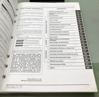 Genuine Honda 61MCK05 VT1100C2 Shadow Sabre Service Manual 2003