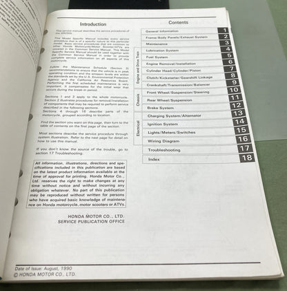 Genuine Honda 61KV602 XR250L Service Manual 1990