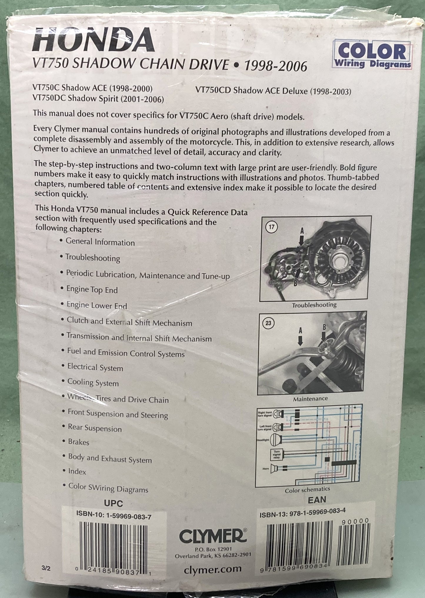 New Genuine Clymer M314-3 Honda VT750 Shadow Chain Drive Service Manual '98-'06