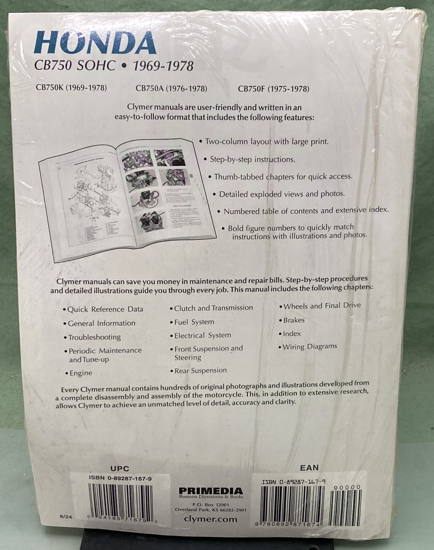 New Genuine Clymer M341 Honda CB750 SOHC Fours Service Manual '69-'78