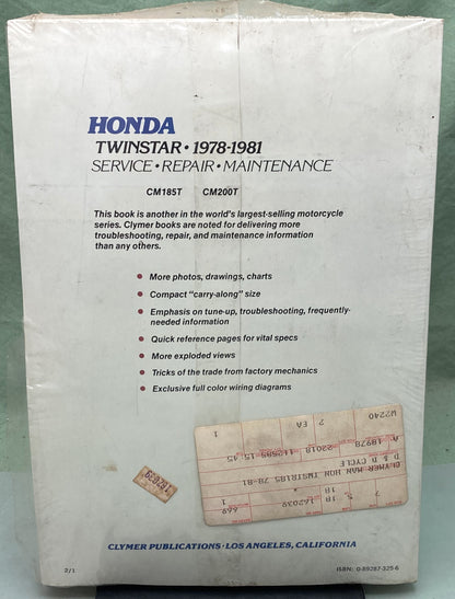 New Genuine Clymer M324 Honda Twinstar Service Manual '78-'81