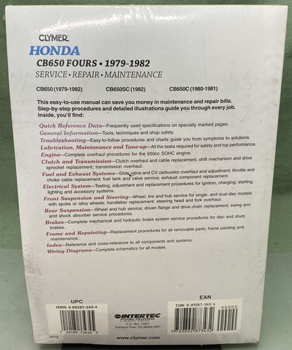 New Genuine Clymer M336 Honda CB650 Fours Service Manual '79-'82