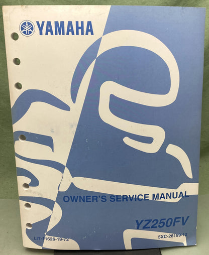 Genuine Yamaha LIT-11626-19-72 YZ250FV Owner's Service Manual 2005