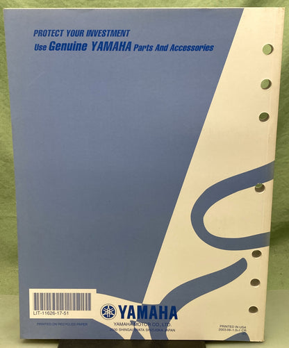 Genuine Yamaha LIT-11626-17-51 WR250FS Owner's Service Manual 2003