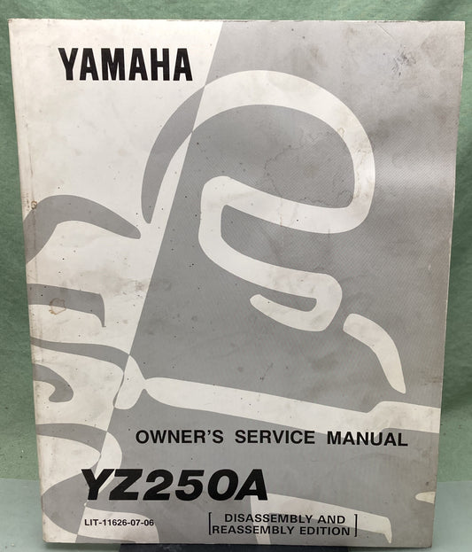 Genuine Yamaha LIT-11626-07-06 YZ250A Service Manual 1989