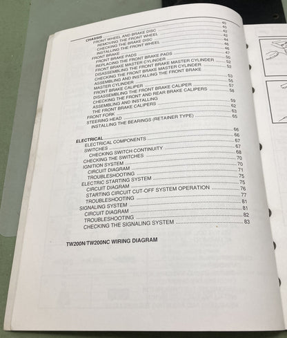 Genuine Yamaha LIT-11616-14-43 TW200N, TW200NC Supp. Service Manual 2000