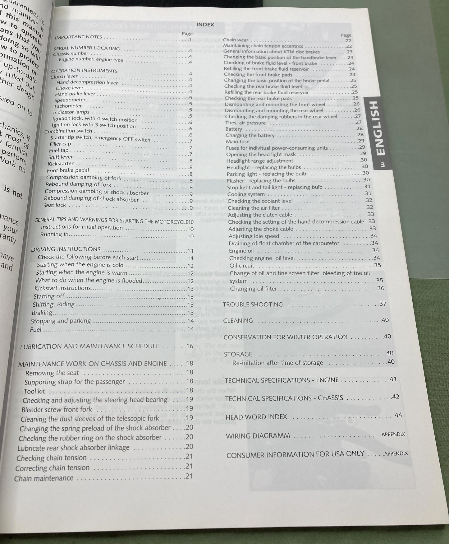 Genuine KTM 321023 640 Duke II Owner's Handbook 2002
