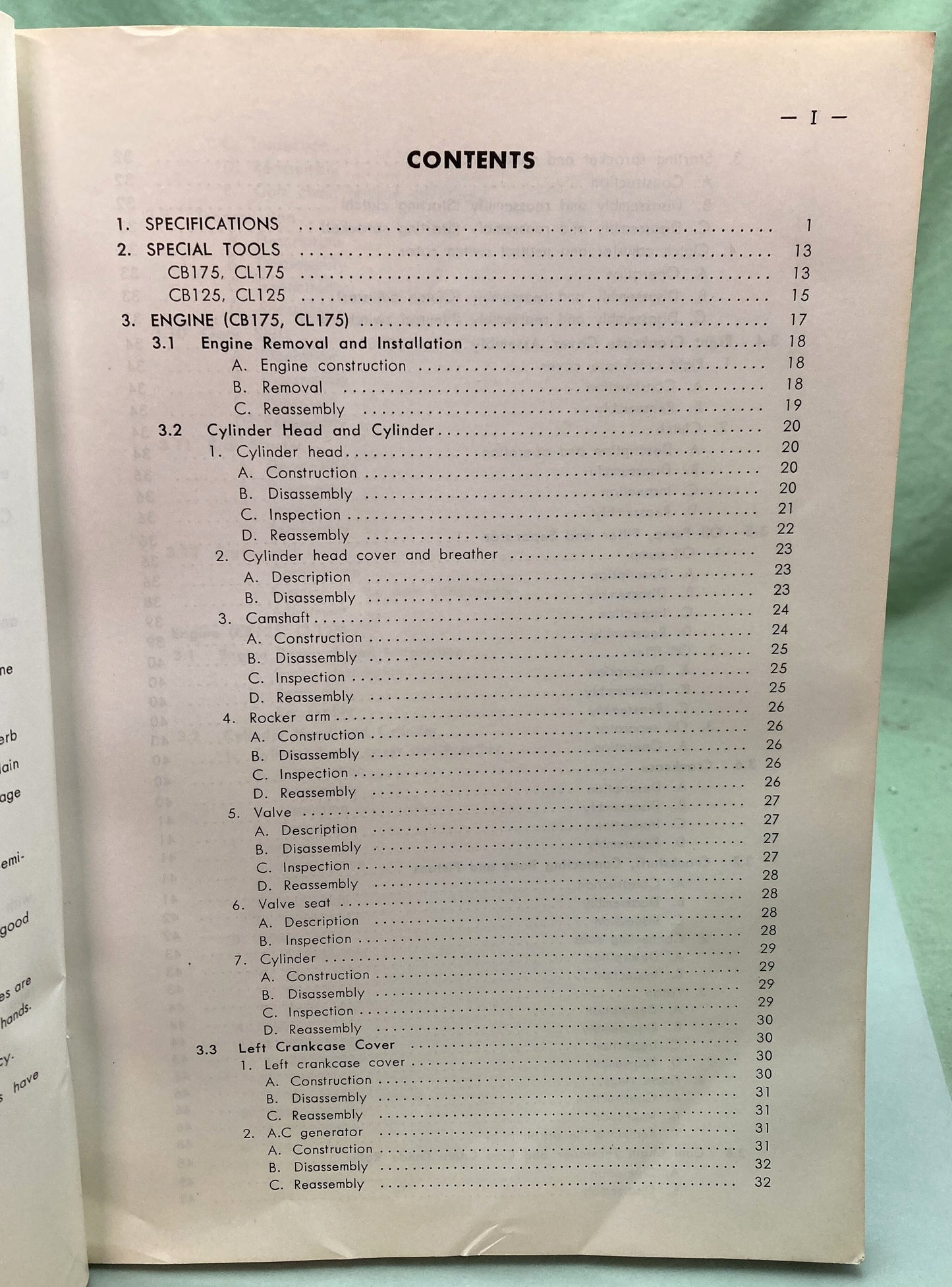 Genuine Honda 622311 CB125/175 CL125/175 Shop Manual 1971
