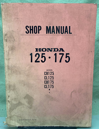 Genuine Honda 622311 CB125/175 CL125/175 Shop Manual 1971