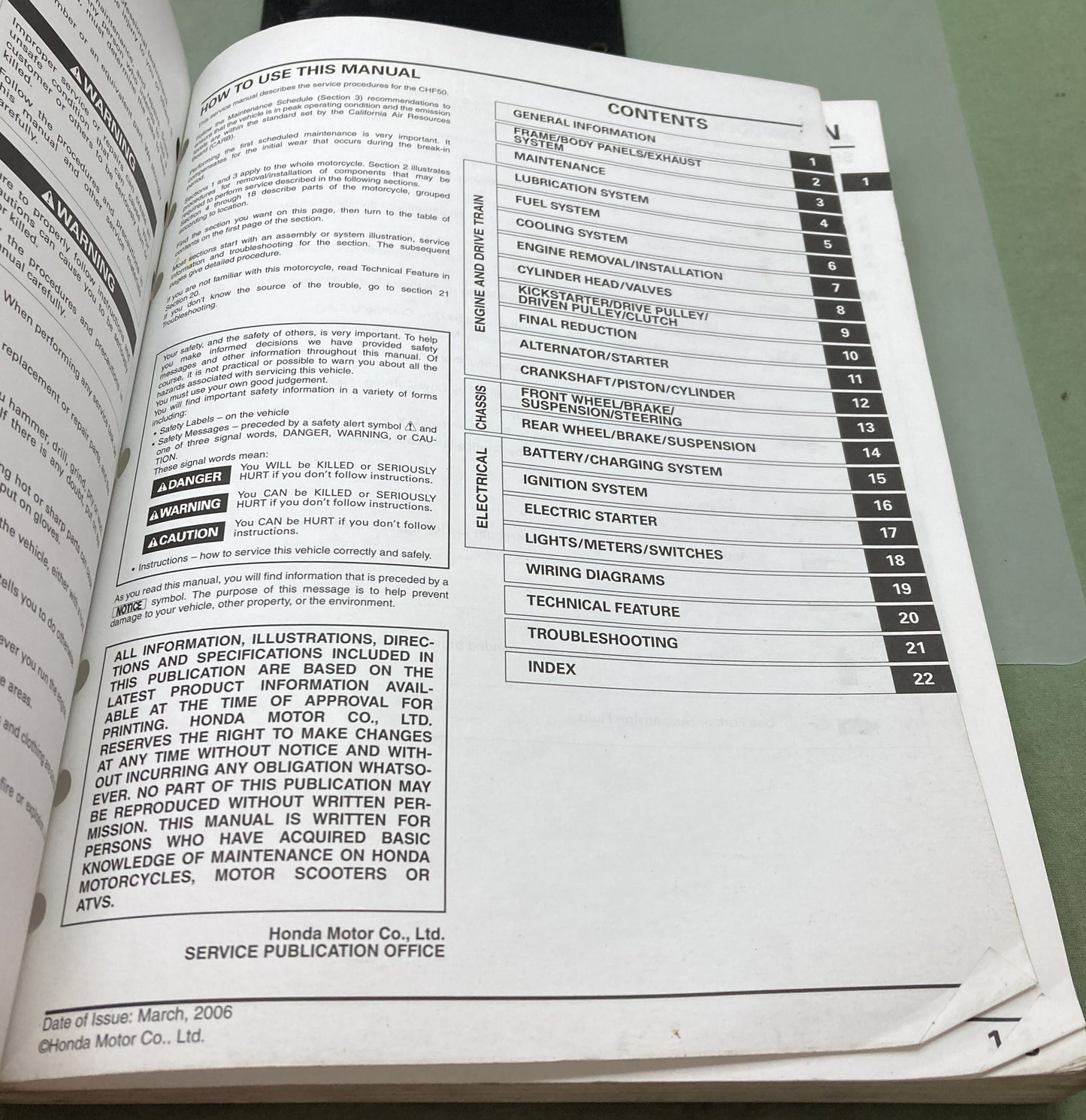 Genuine Honda 61GET04 CHF50/P/S Metropolitan Service Manual 2002-2006