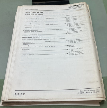 Genuine Honda 61KJ900 CH125 Elite Shop Manual 1984