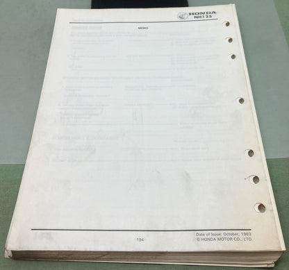 Genuine Honda 61KG800 NH125 aero125 Shop Manual 1983