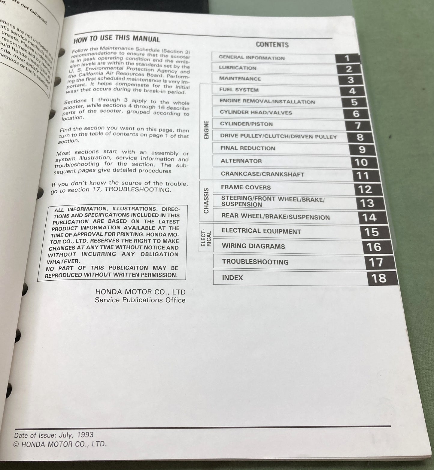Genuine Honda 61GV422 CH80 Elite Service Manual 1983