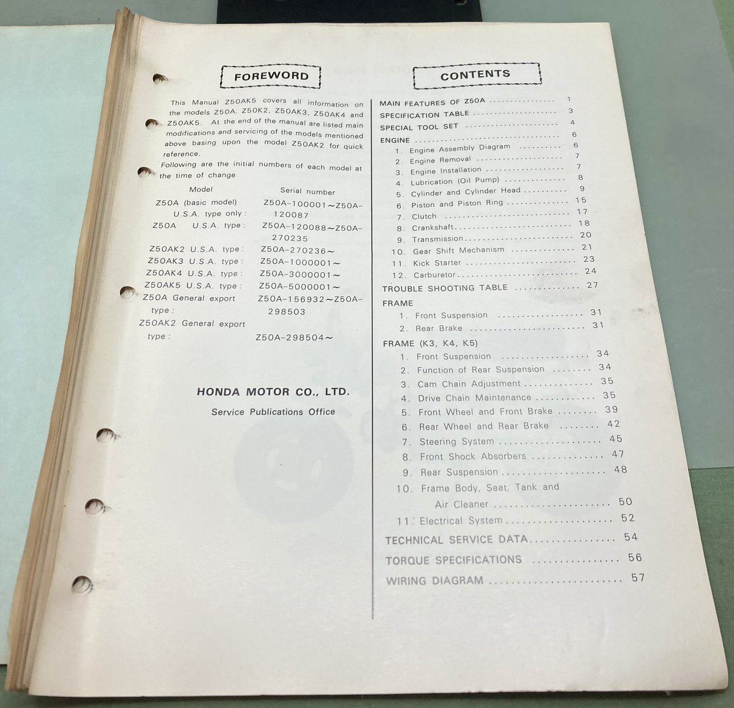 Genuine Honda 6204501 Z50A Shop Manual 1974