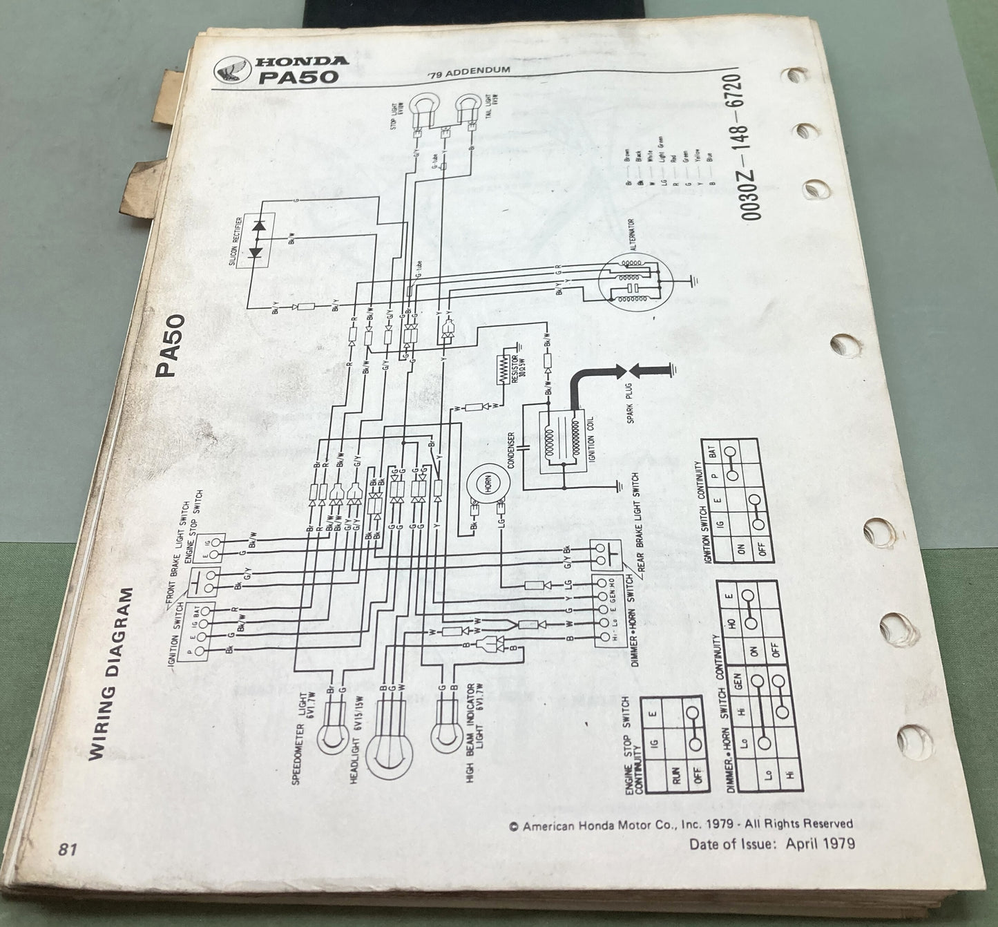 Genuine Honda 6113101 MR50 Shop Manual 1974