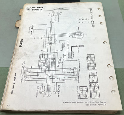 Genuine Honda 6113101 MR50 Shop Manual 1974