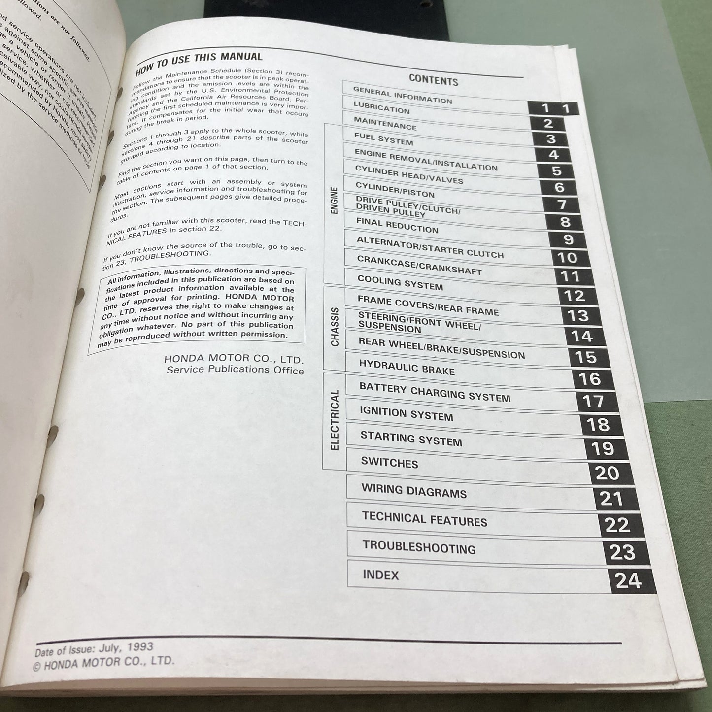 Genuine Honda 61KS411 CN250 Helix Service Manual 1993