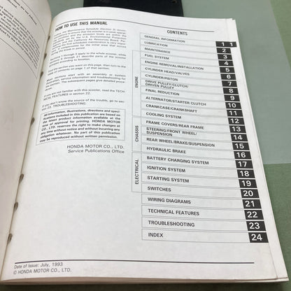 Genuine Honda 61KS411 CN250 Helix Service Manual 1993