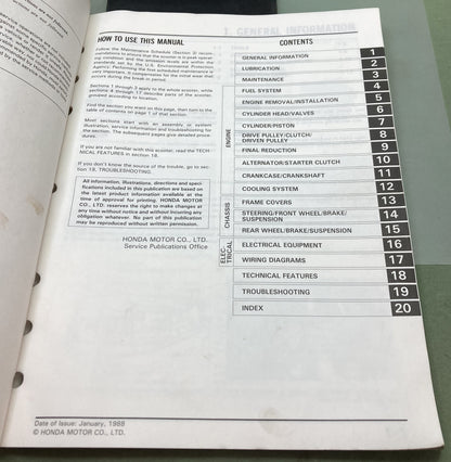 Genuine Honda 61KM103 CN250 Elite250 Service Manual 1988
