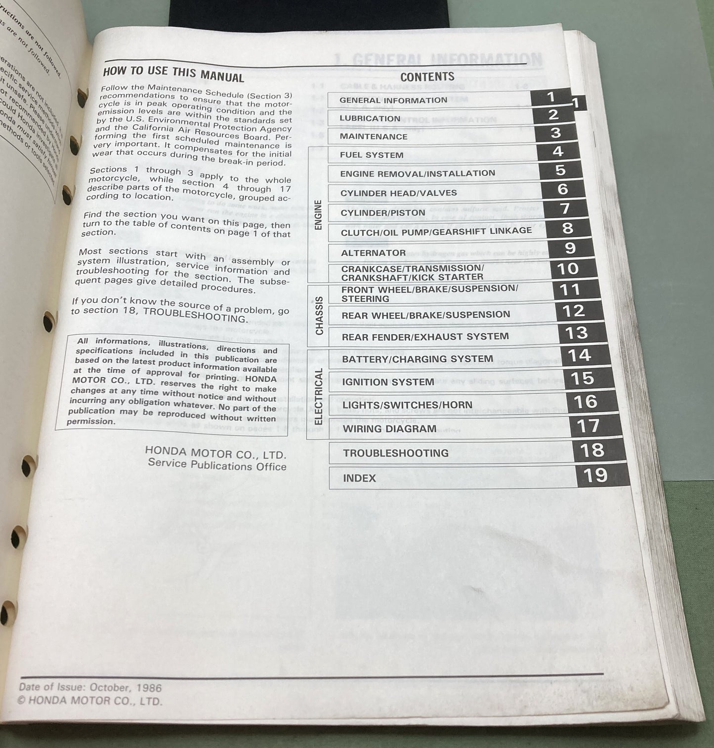 Genuine Honda 61KJ201 TLR200 Reflex Service Manual 1986