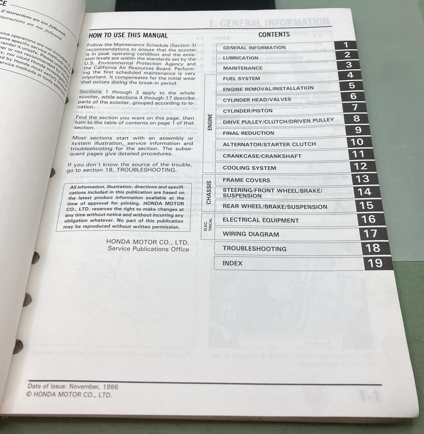 Genuine Honda 61KV700 CH150 Elite150 Service Manual 1986