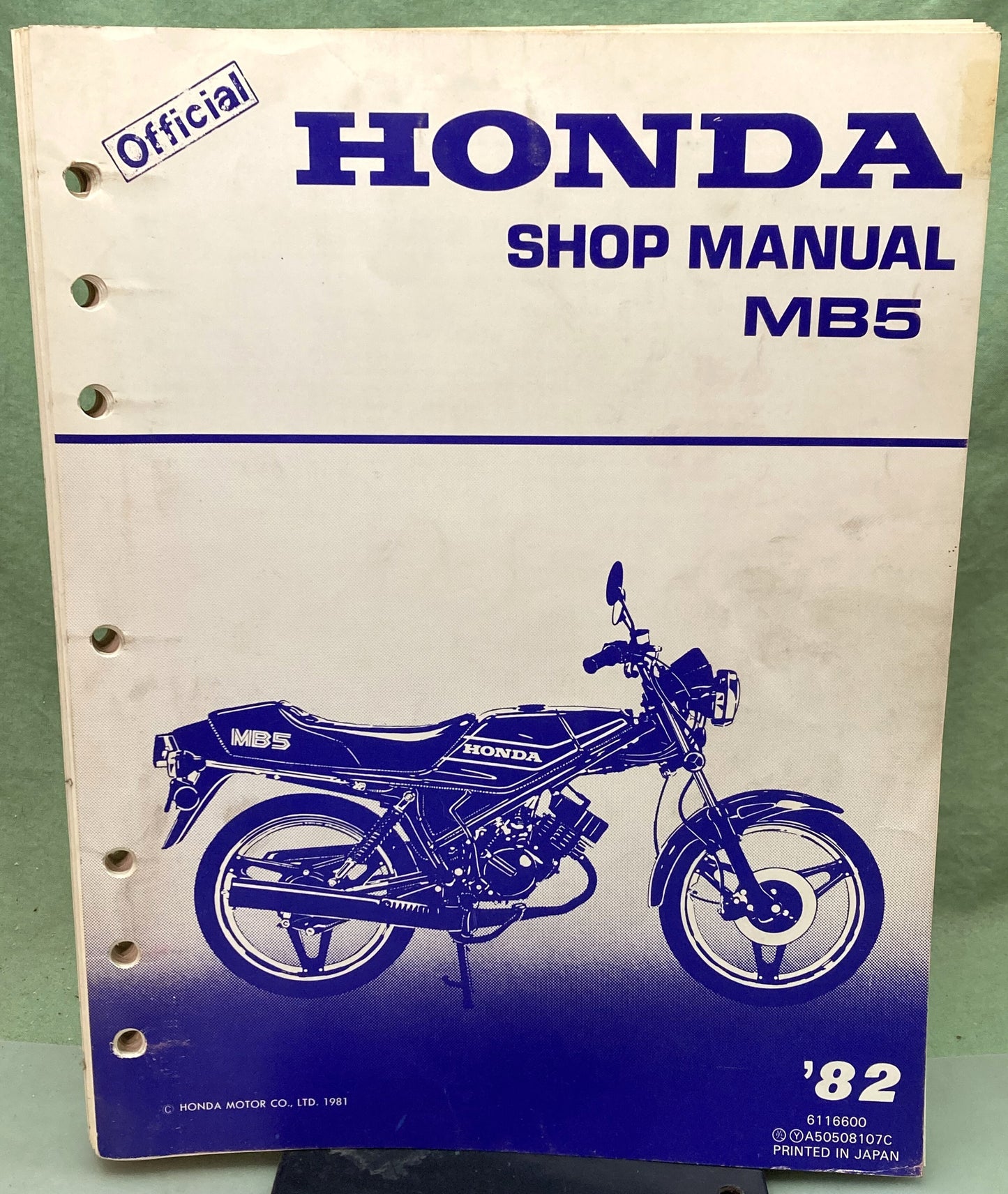 Genuine Honda 6116600 MB5 Shop Manual 1981
