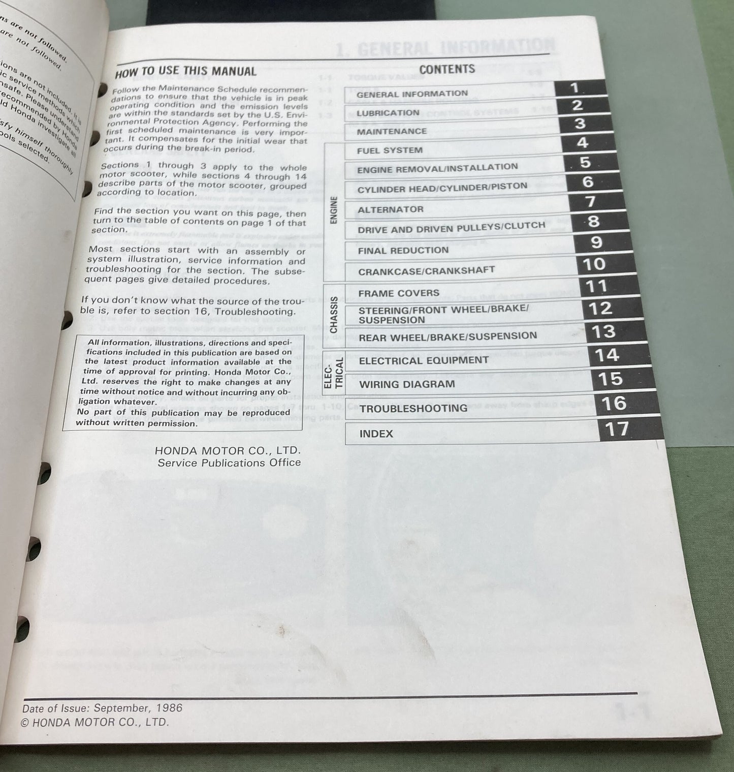 Genuine Honda 61GN202 NB50 Aero 50 Service Manual 1986