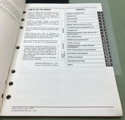 Genuine Honda 61GS601 SB50 Elite50ES SB50P Elite50E Service Manual 1988