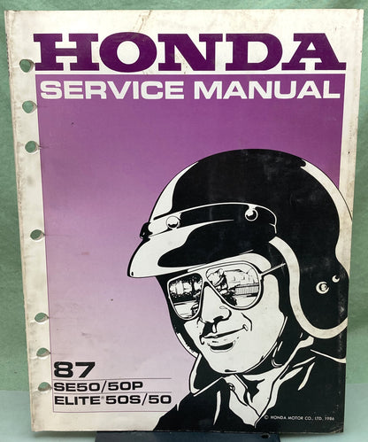 Genuine Honda 61GR100 SE50/50P Elite 50S/50 Service Manual 1986