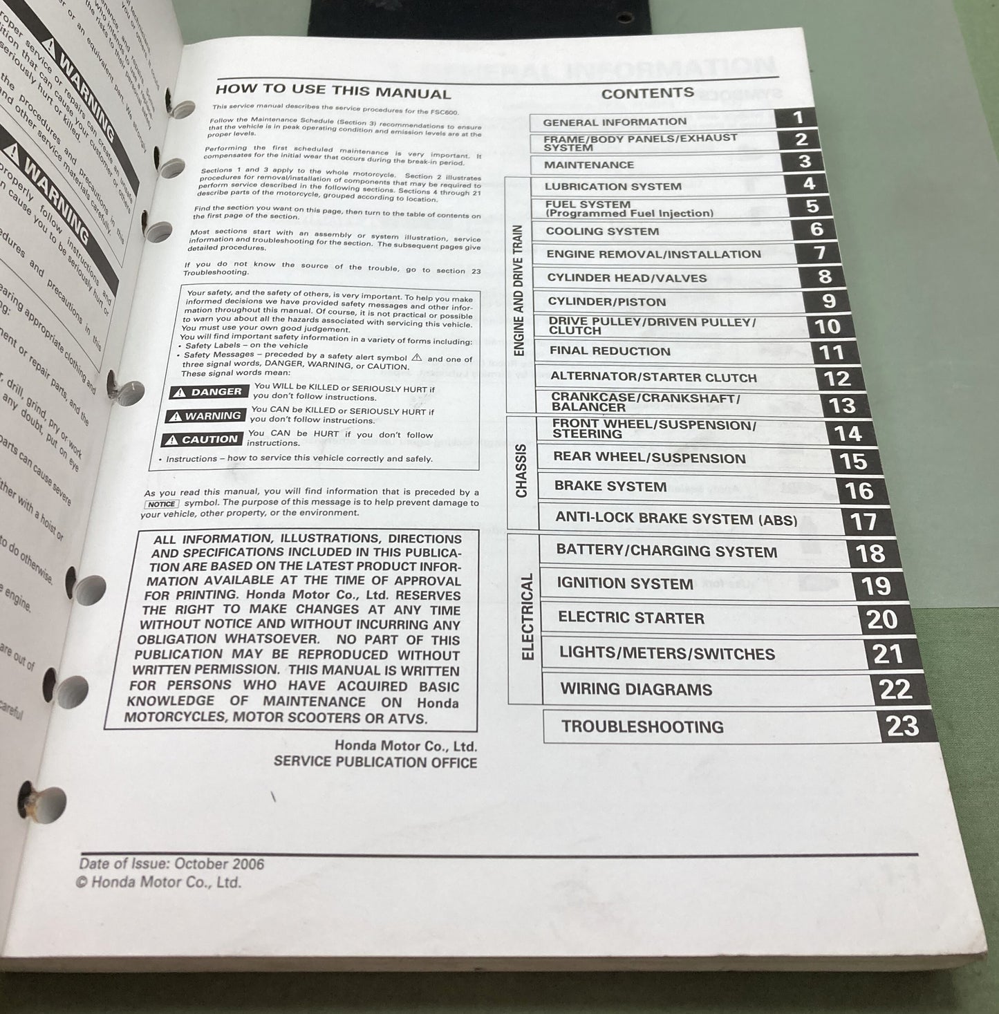 Genuine Honda 61MCT05 FSC600/A Silver Wing Service Manual 2006