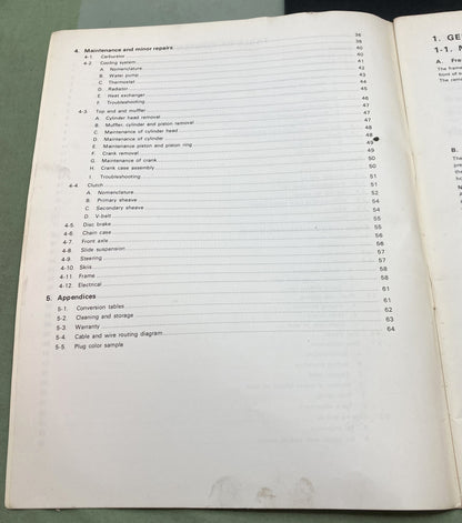 Genuine Yamaha 8A8-28199-10 SRX340/440 Owner's Service Manual