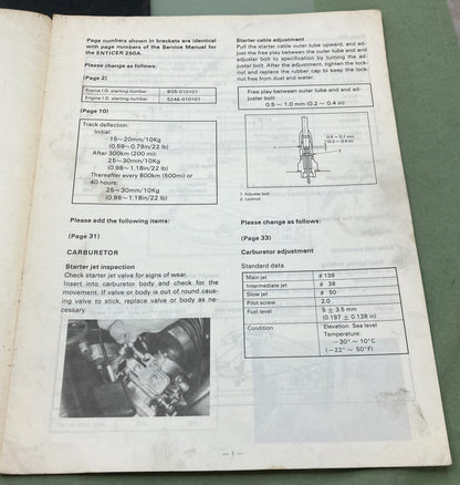 Genuine Yamaha LIT-12618-00-09 Snowmobile ET250B Supp. Service Manual 1977