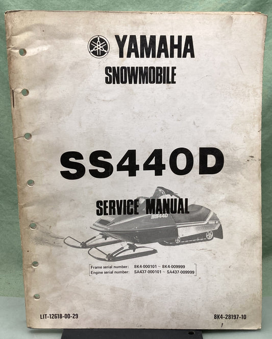 Genuine Yamaha LIT-12618-00-29 Snowmobile SS440D Service Manual 1979